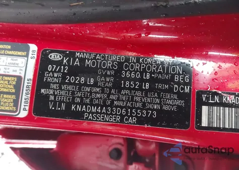 2013 Kia Rio Lx из США, поврежденный, VIN KNADM4A33D6155373